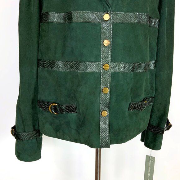 New Worth Genuine Suede Leather Dark Green Jacket Size 14 - Picture 8 of 16